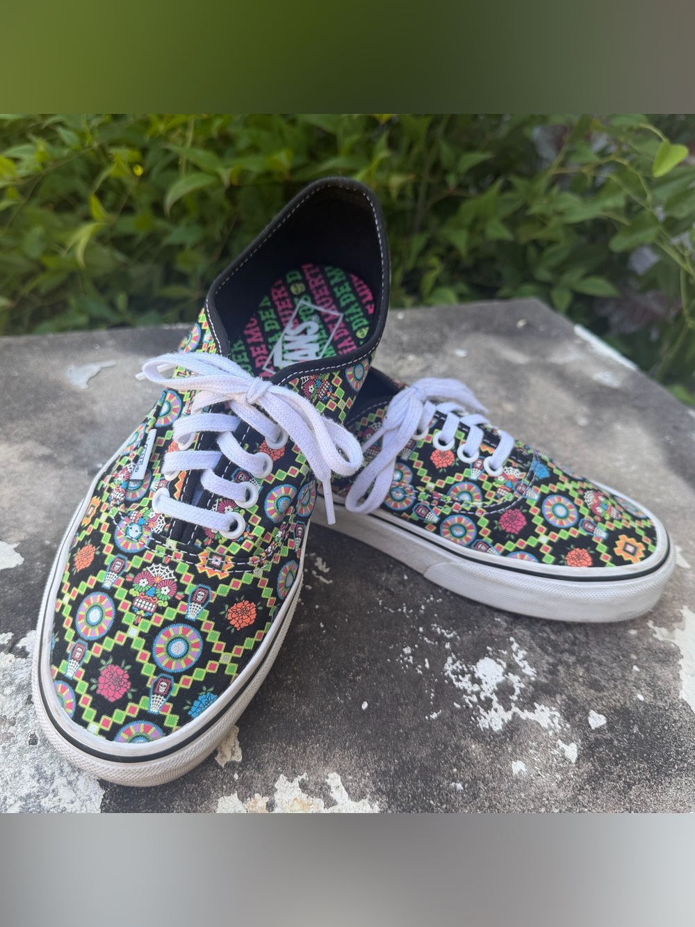 Vans Authentic Dia De Muertos Glow In The Dark Multi Colored Skate Shoe Mens 7.5